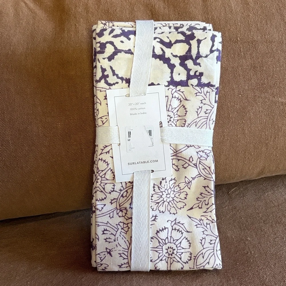 Sur La Table Block Print Napkins - Set of 4 - New